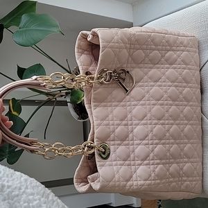 DIOR blush pink Cannage soft leather large shopping bag